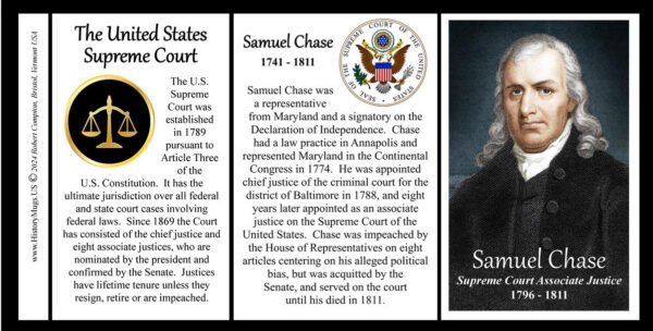 Samuel Chase, US Supreme Court Associate Justice biographical history mug tri-panel.