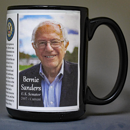 Bernie Sanders, U.S. Senator biographical history mug.