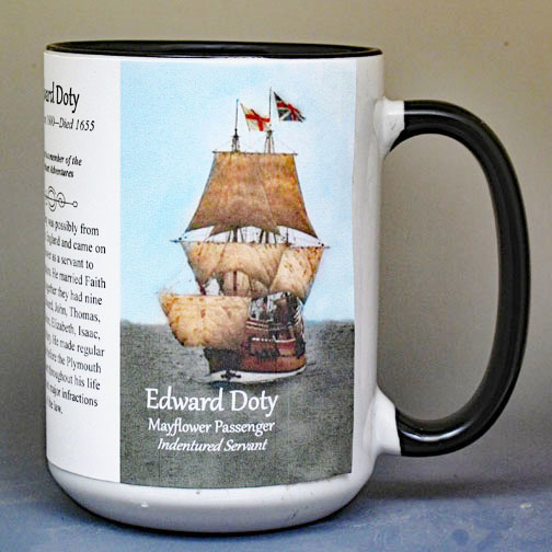 Edward Doty, Mayflower passenger biographical history mug.