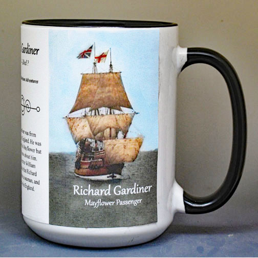Richard Gardiner, Mayflower passenger biographical history mug.