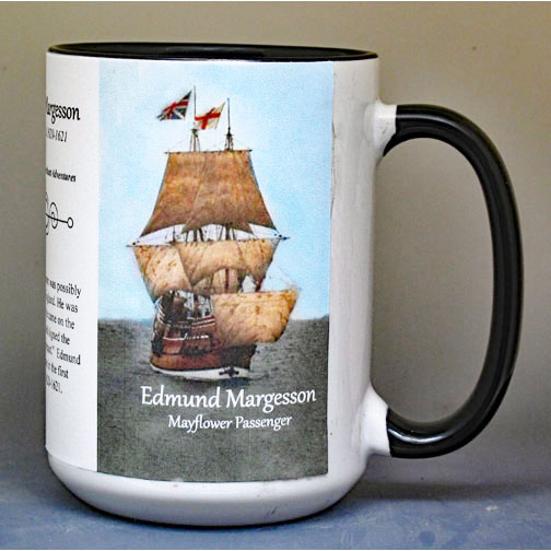Edmund Margesson, Mayflower passenger biographical history mug.
