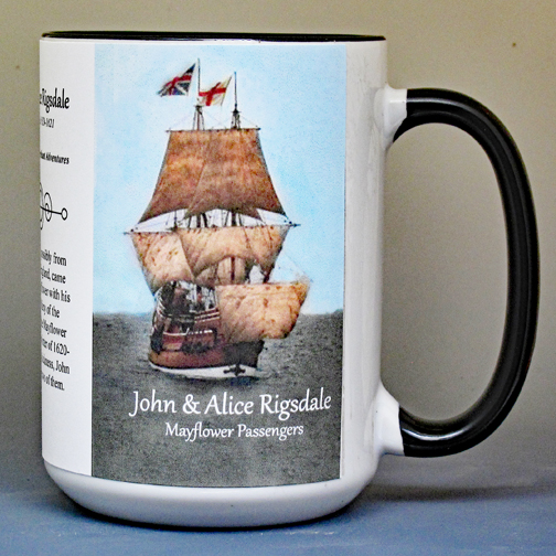 John & Alice Rigsdale, Mayflower passengers biographical history mug.