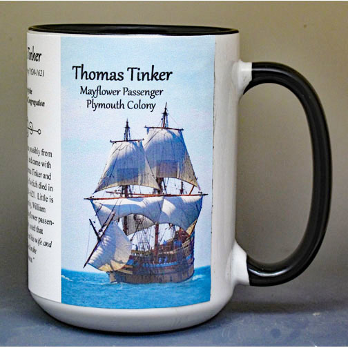 Thomas Tinker, Mayflower passenger biographical history mug.