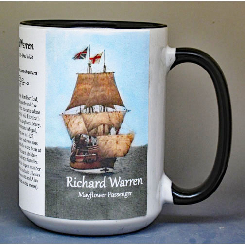 Richard Warren, Mayflower passenger biographical history mug.