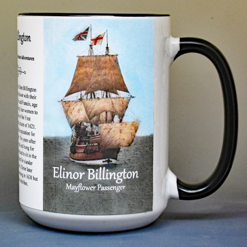 Elinor Billington, Mayflower passenger biographical history mug.