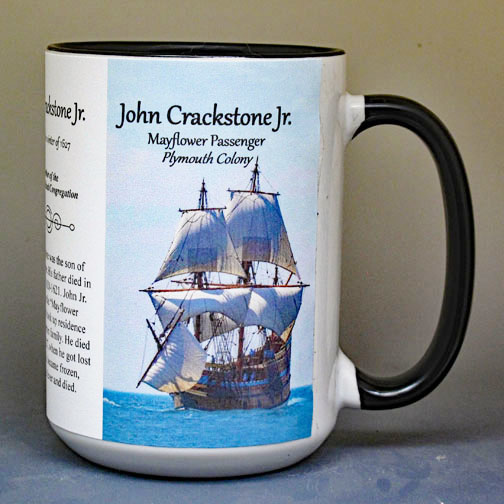 John Crackstone Jr., Mayflower passenger biographical history mug.