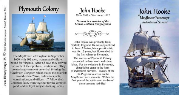 John Hooke, Mayflower passenger biographical history mug tri-panel.