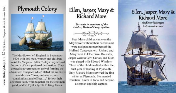 The More Children, Mayflower passengers biographical history mug tri-panel.