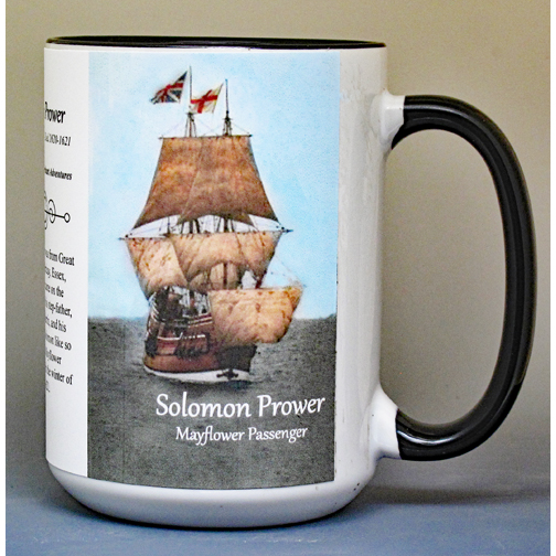 Solomon Prower, Mayflower passenger biographical history mug.