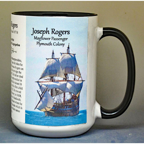 Joseph Rogers, Mayflower passenger biographical history mug.