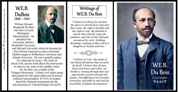 W.E.B. Du Bois, Civil Rights Activist, biographical history mug tri-panel.