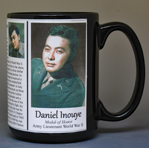 Daniel Inouye, Medal of Honor recipient biographical history mug.