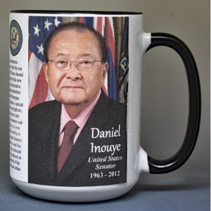 Daniel Inouye, US Senator, biographical history mug.