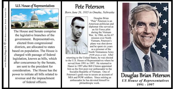 Pete Peterson, US House of Representatives biographical history mug tri-panel.