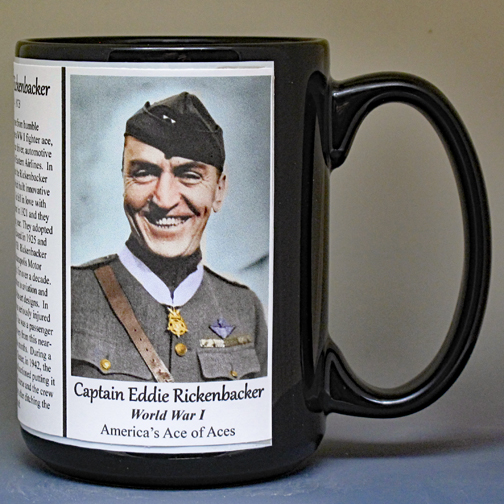 Eddie Rickenbacker, Word War I fighter ace, biographical history mug.