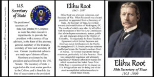 Elihu Root, US Secretary of State biographical history mug tri-panel.