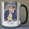 Will Rogers, actor, humorist, cowboy, and columnist biographical history mug.