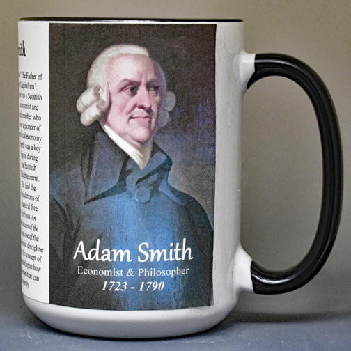 Adam Smith, Scottish economist biographical history mug. 
