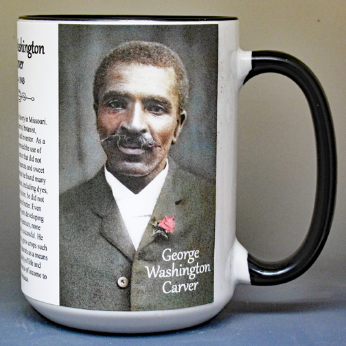 George Washington Carver, chemist, agricultural scientist, and botanist, biographical history mug.