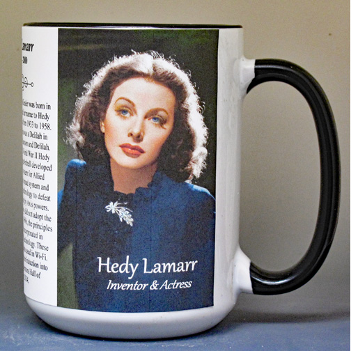 Hedy Lamarr biographical history mug.