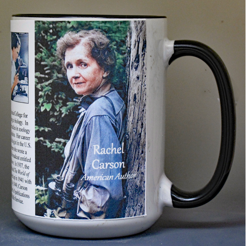 Rachel Carson, American Author biographical history mug.