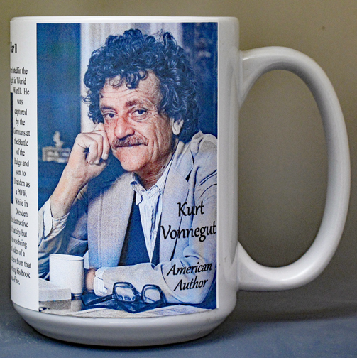 Kurt Vonnegut, American Author biographical history mug.
