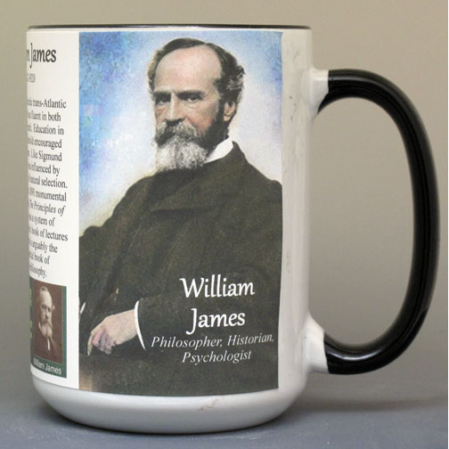 William James, Father of American Psychology, biographical history mug.