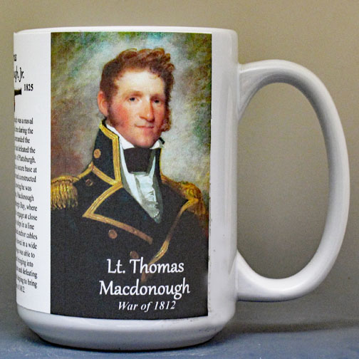 Thomas Macdonough, US Naval officer, War of 1812 biographical history mug.