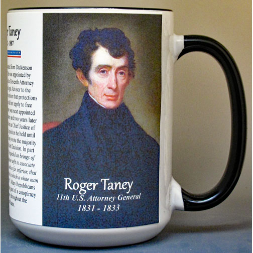 Roger Taney, 11th US Attorney General biographical history mug. 