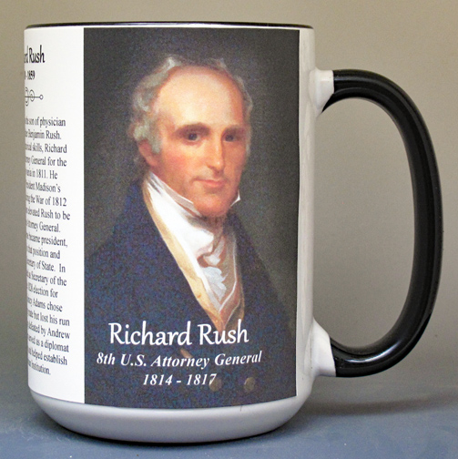 Richard Rush, 8th US Attorney General biographical history mug. 