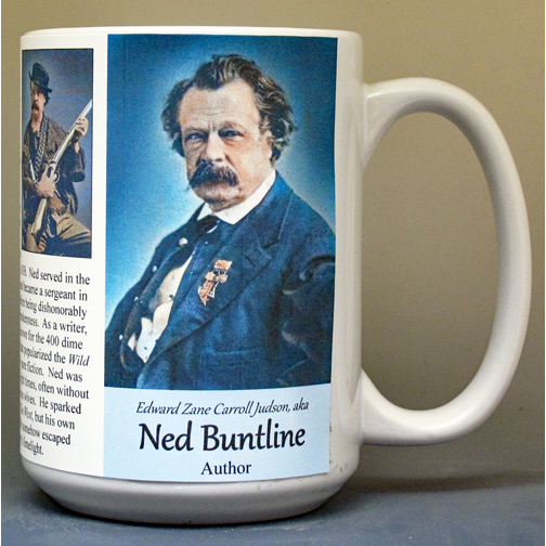 Ned Buntline, writer, journalist, and publisher, biographical history mug.