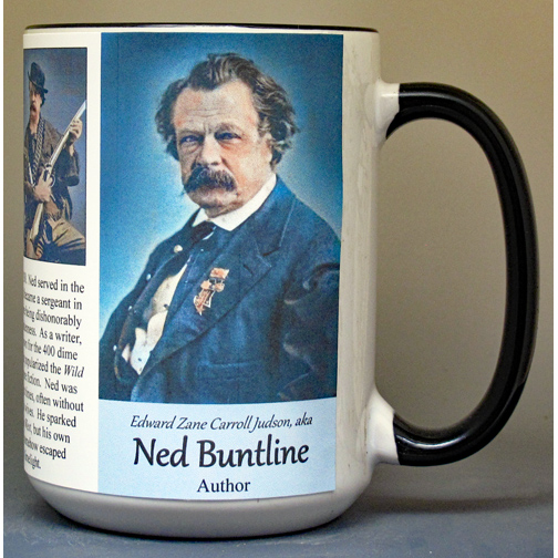 Ned Buntline, author, biographical history mug. 