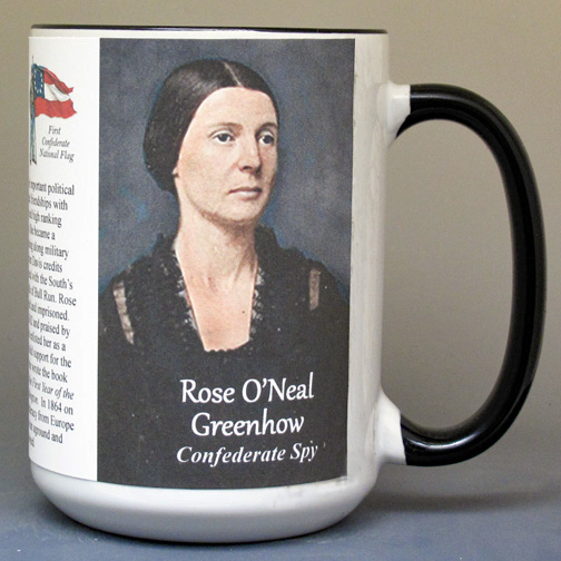 Rose O'Neal Greenhow, Confederate spy, biographical history mug.