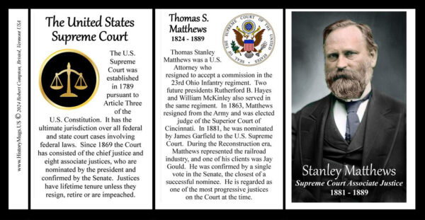 Thomas Stanley Matthews, US Supreme Court Associate Justice biographical history mug tri-panel.