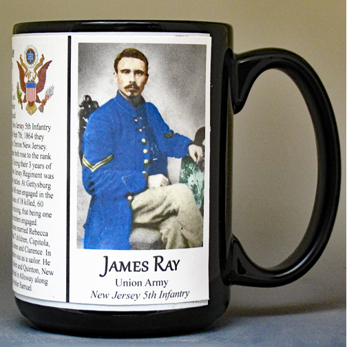 James Ray, Union Army US Civil War biographical history mug.