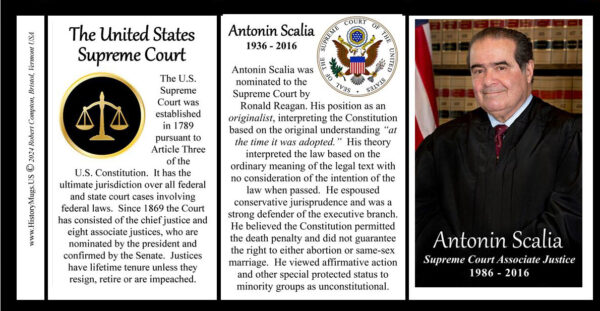 Antonin Scalia, US Supreme Court Associate Justice biographical history mug tri-panel.