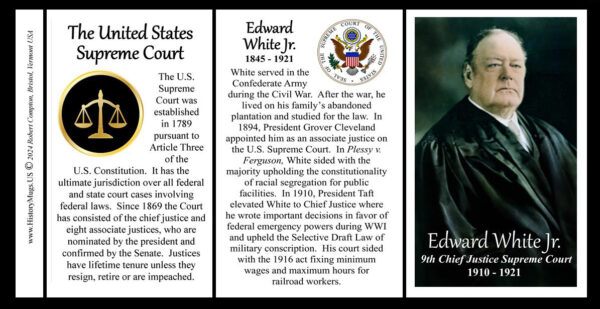 Edward White, 9th Chief Justice of the US Supreme Court biographical history mug tri-panel.