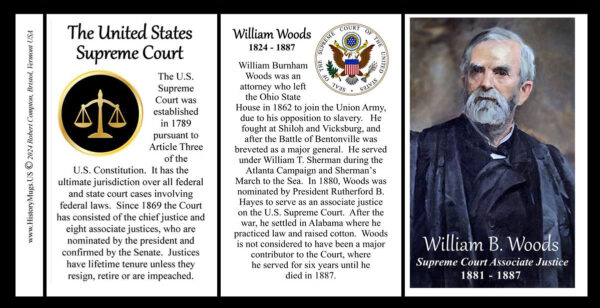 William Woods, US Supreme Court Associate Justice biographical history mug tri-panel.