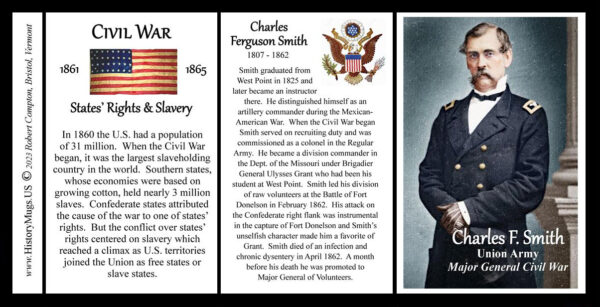 Charles Ferguson Smith, Union Army US Civil War biographical history mug tri-panel.
