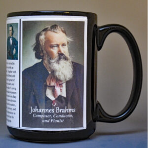 Johannes Brahms, composer and musician biographical history mug.