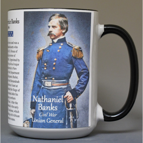 Nathaniel P. Banks, US Civil War, Major General Union Army biographical history mug.