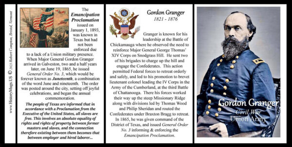 Gordon Granger, US Civil War biographical history mug tri-panel.