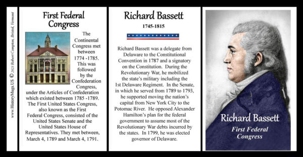 Richard Bassett, First Federal Congress biographical history mug tri-panel.