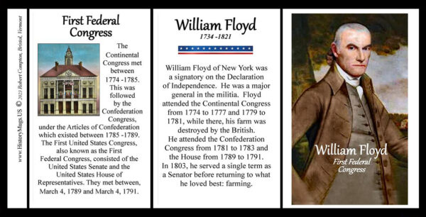 William Floyd, First Federal Congress biographical history mug tri-panel.