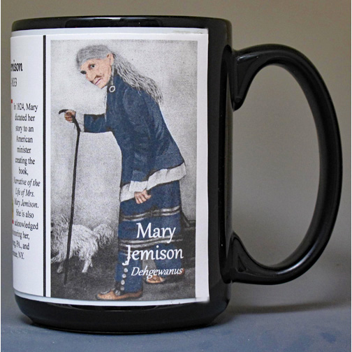 Mary Jemison, Native American biographical history mug. 