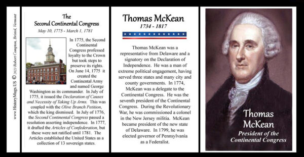 Thomas McKean, President of the Continental Congress, biographical history mug tri-panel.