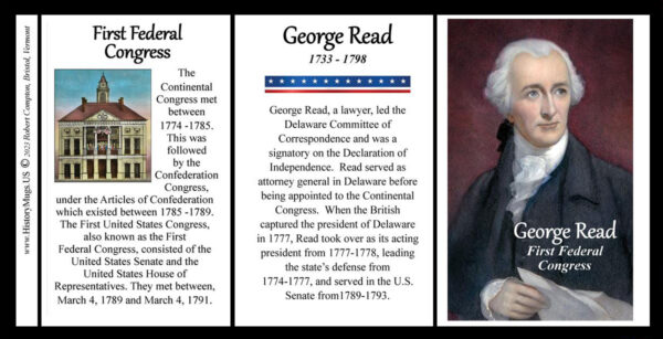 George Read, First Federal Congress biographical history mug tri-panel.