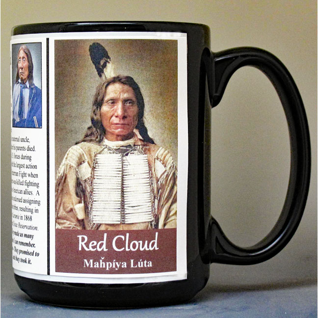 Red Cloud, Native American biographical history mug.