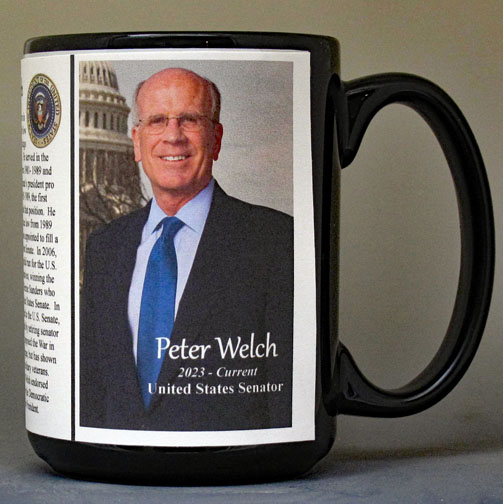 Peter Welch, US Senator, biographical history mug. 