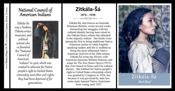 Zitkála-Šá, Native American, biographical history mug tri-panel.